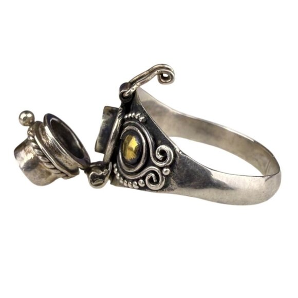 Sterling Silver Womens Garnet Poison Ring Unique Hinged Design Trinket Size 6 - Picture 4 of 6